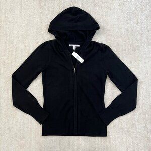 NWT Y2K 2008 Old Navy 100% Cashmere Hooded Zip Up Cardigan Sweater M Black